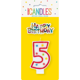 Glitter Number 5 Birthday Candle with Decoration
