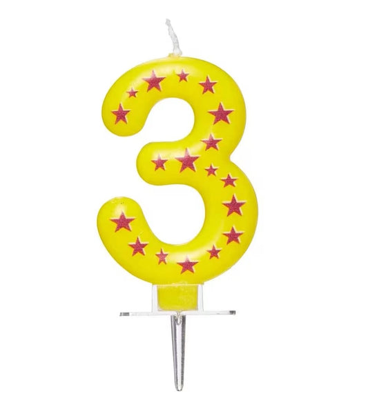 Star Candle Number Three Numeral #3