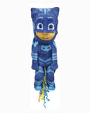 Blue superhero costume with a smiling face on a white background