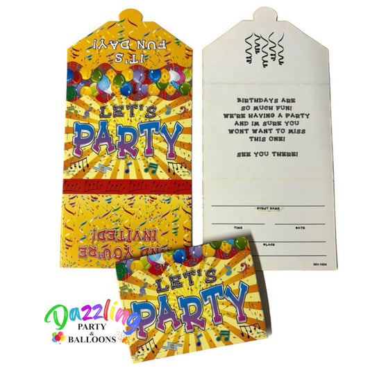 Let's Party Birthday Invitations 6/CT