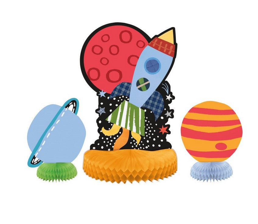 Outer Space Centerpiece Honeycomb Decorations 3/CT - Assorted