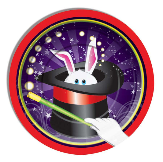 Magic Rabbit Show Magician 7" Paper Plate Birthday Party Decor Tableware 8pcs/pk