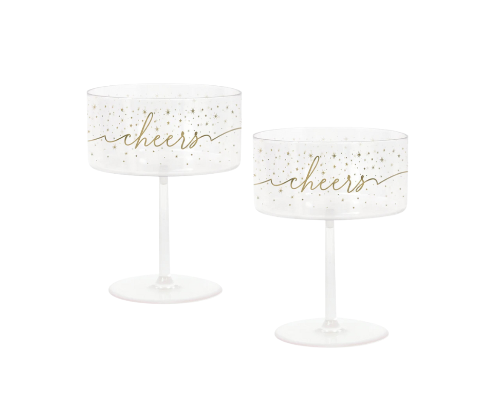 Cheers 2 Pack Plastic Champagne Coupe Glasses