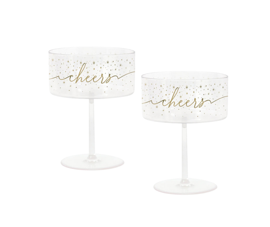 Cheers 2 Pack Plastic Champagne Coupe Glasses