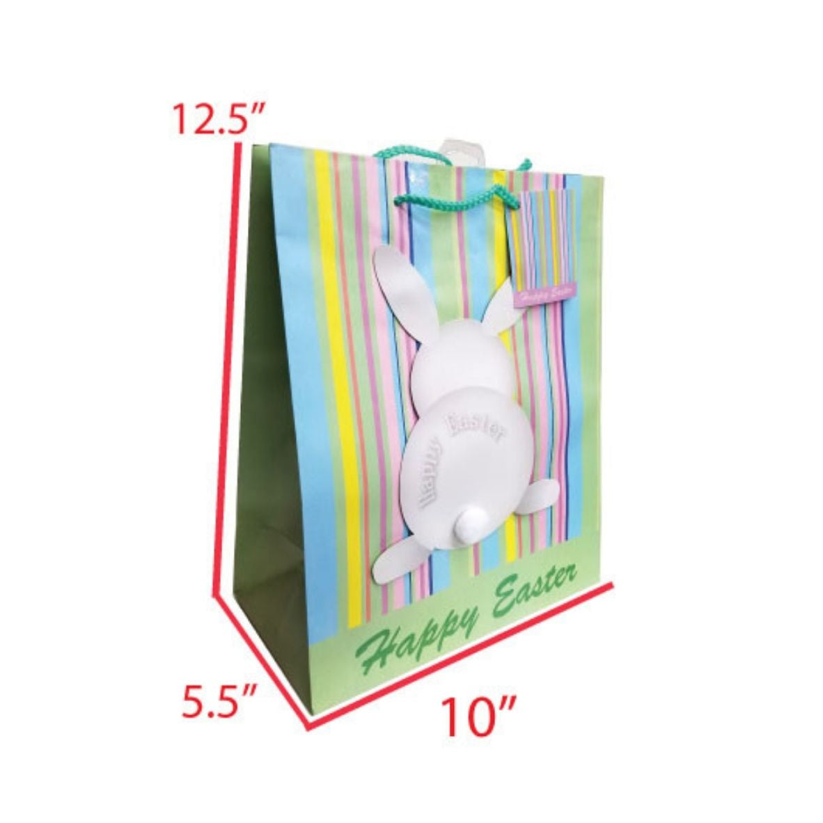 Happy Easter White Bunny Tail Pastel Gift Bag 12.5"