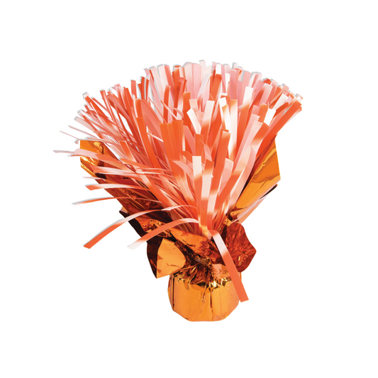 Foil Pom Pom Balloon Weight Orange And White