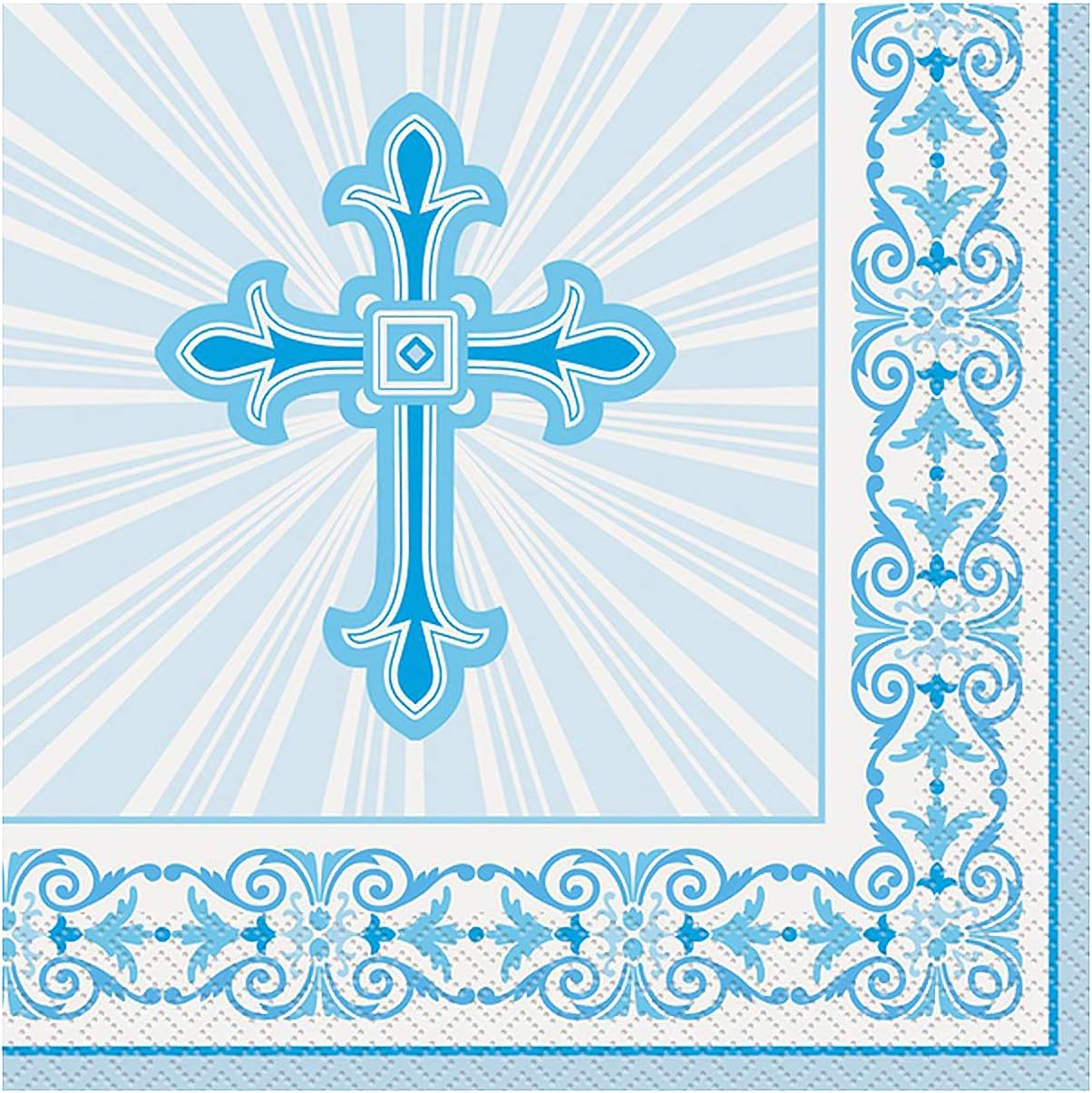 Blue Radiant Cross Beverage Napkins 16ct