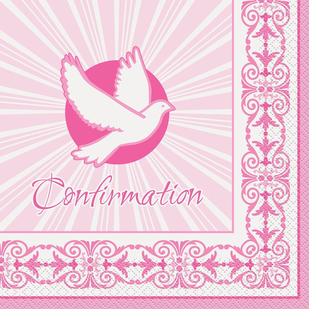Pink Radiant Cross Confirmation" Luncheon Napkins 16ct