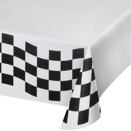 black and white checks tablecover