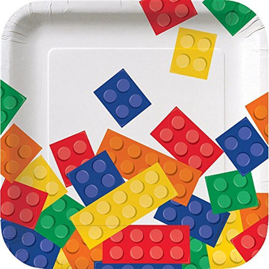 Block Party Building Bricks Square 7" Paper Plates 8/ct
