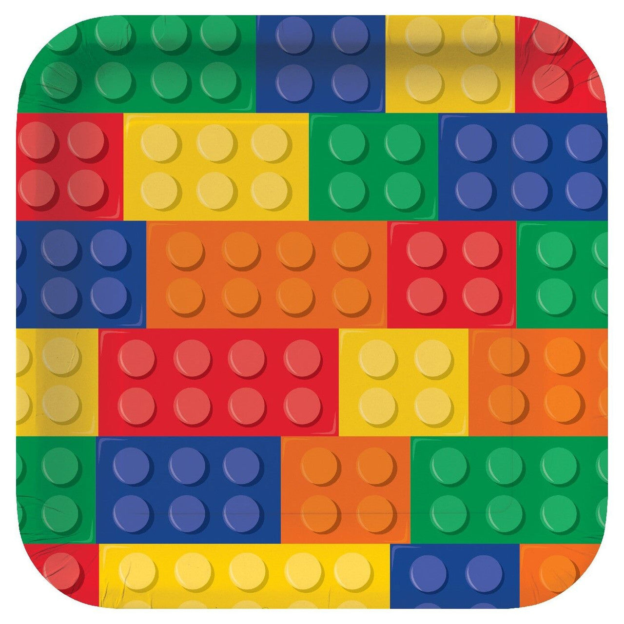 Block Party Building Bricks Square 9" Paper Plates 8/ct