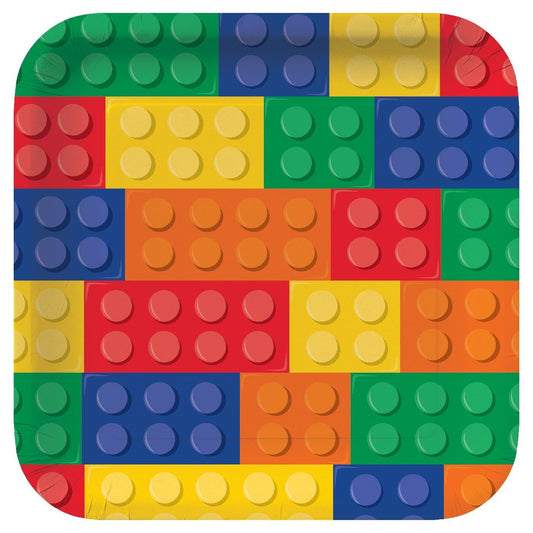 Block Party Building Bricks Square 9" Paper Plates 8/ct