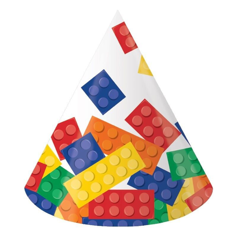 Block Party Building Bricks Kids Party Hats 8/ct