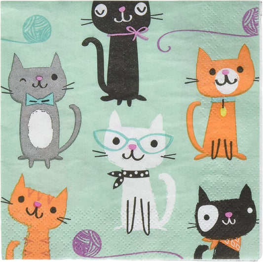 cat party napkins cocktail size