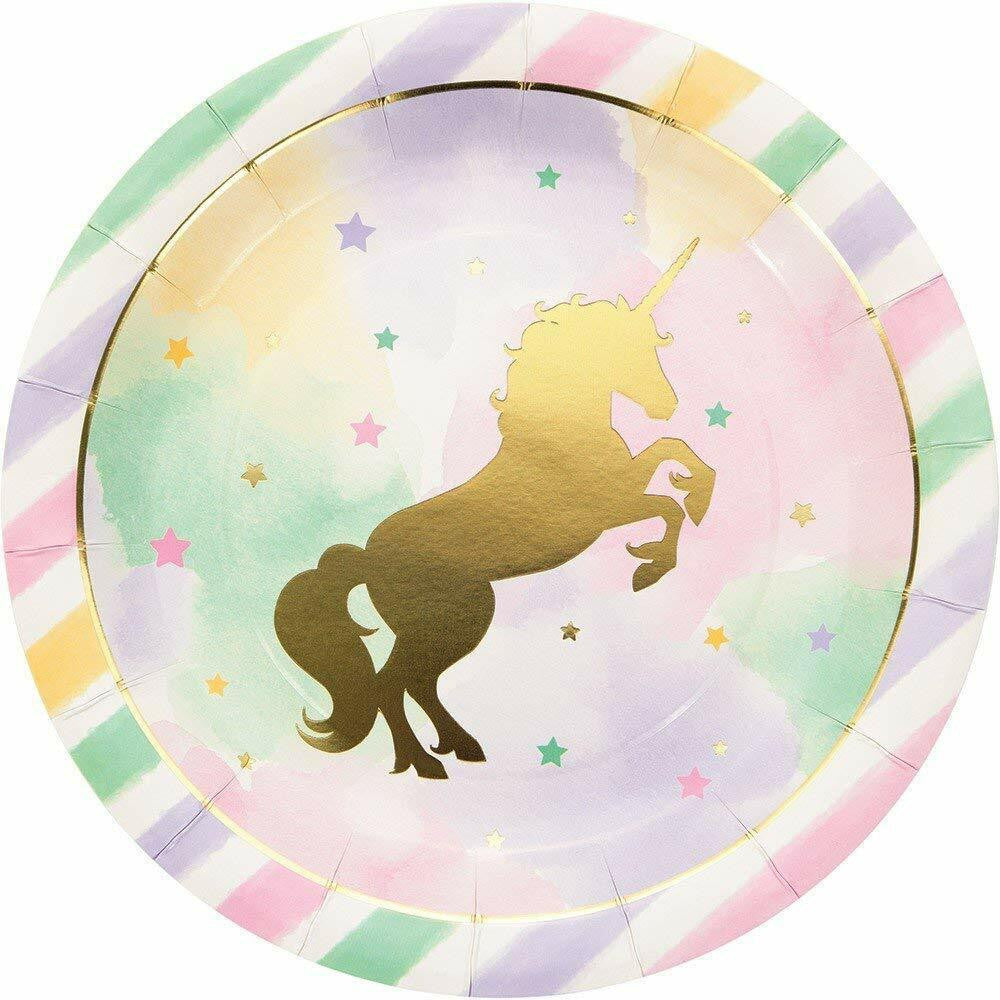 Unicorn Sparkle 9" Paper Dinner Plate Foil Stamp 8/ct