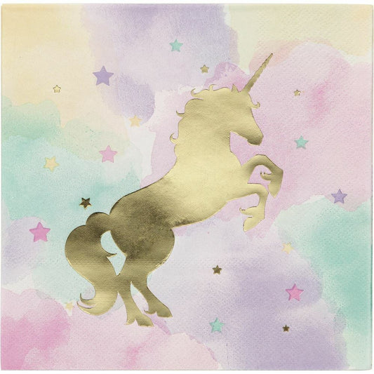 Unicorn Sparkle 16 Ct Luncheon Napkins Foil Stamp 3 Ply