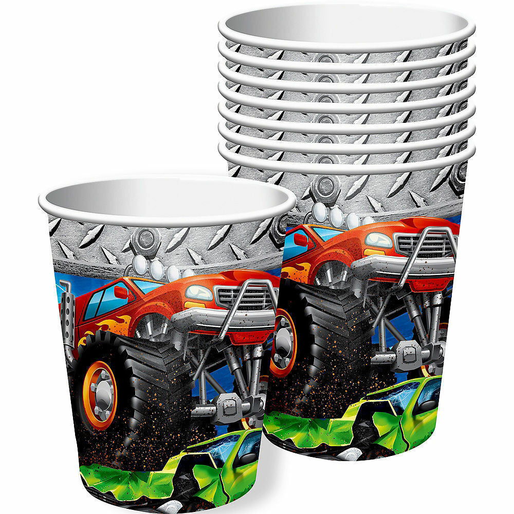 party paper cups monster truck theme