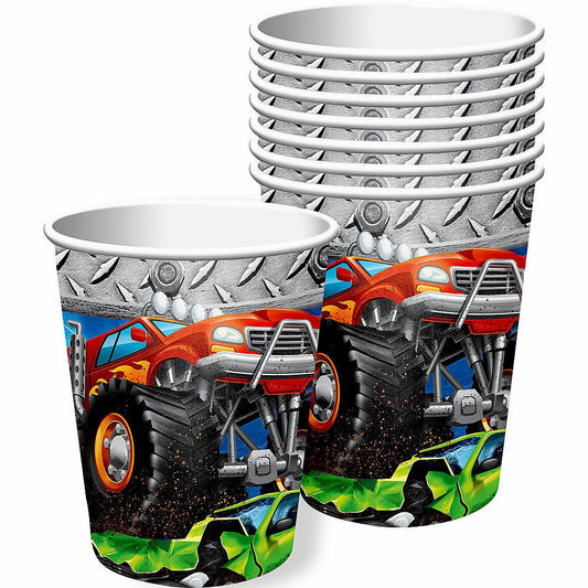 party paper cups monster truck theme