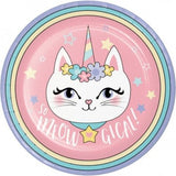 Sassy Caticorn 9 Inch Plates Tableware Cat Party Decorations Supplies 8/ct