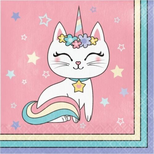 Sassy Caticorn Paper Lunch Napkins Cat Party Tableware Supplies