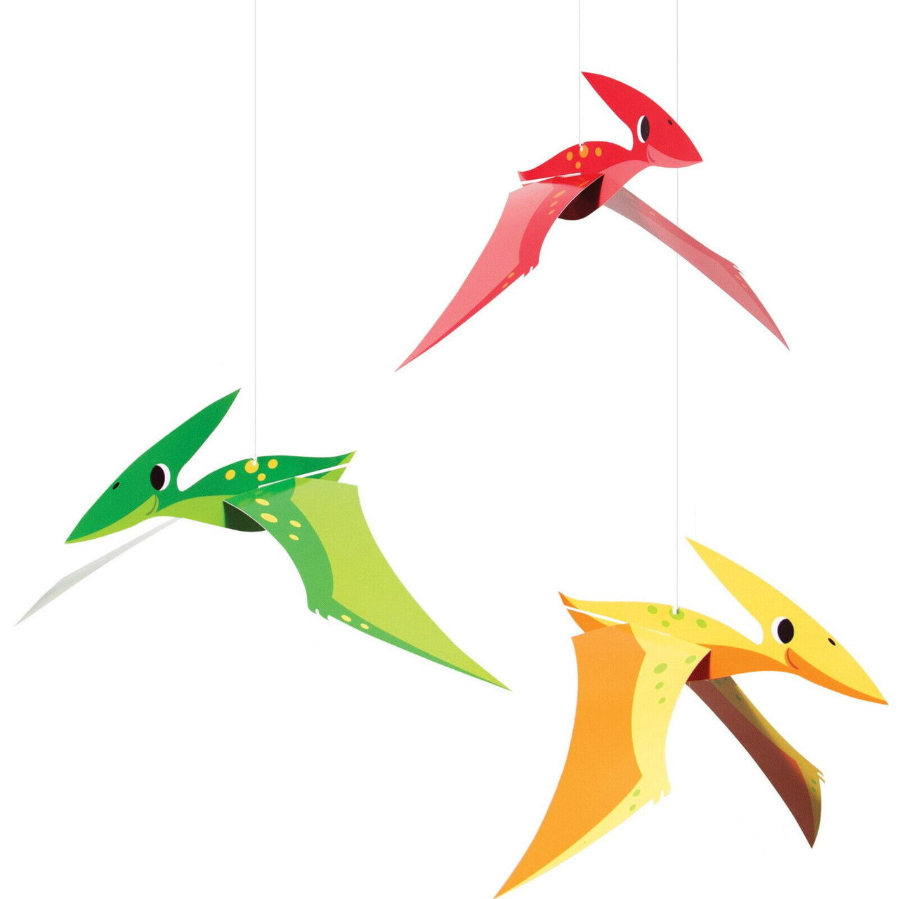 Dino Party Dinosaur Birthday Hanging Pterodactyl Decorations 3/ct