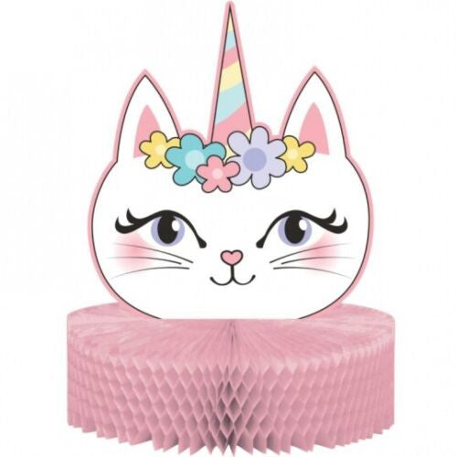 Sassy Caticorn Honeycomb Centerpiece 12" x 9" Cat Party Decorations Supplies 1/ct