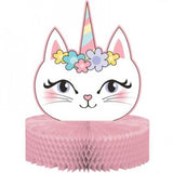 Sassy Caticorn Honeycomb Centerpiece 12" x 9" Cat Party Decorations Supplies 1/ct