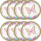 Butterfly Shimmer Party 7" Paper Plates Pretty Pastel & Gold Tea Party 8/ct