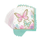 Butterfly Shimmer Party Paper Napkins Pretty Pastel & Gold Tea Party
