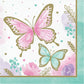 Butterfly Shimmer Party Paper Napkins Pretty Pastel & Gold Tea Party
