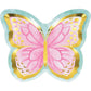 Butterfly Shimmer Party 9" Shaped Plates Pretty Pastel & Gold Tea Party 8/ct