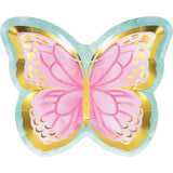 Butterfly Shimmer Party 9" Shaped Plates Pretty Pastel & Gold Tea Party 8/ct