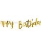 Butterfly Shimmer Party 'Happy Birthday' Shaped Ribbon Banner Pretty Pastel & Gold Tea Party 1/ct