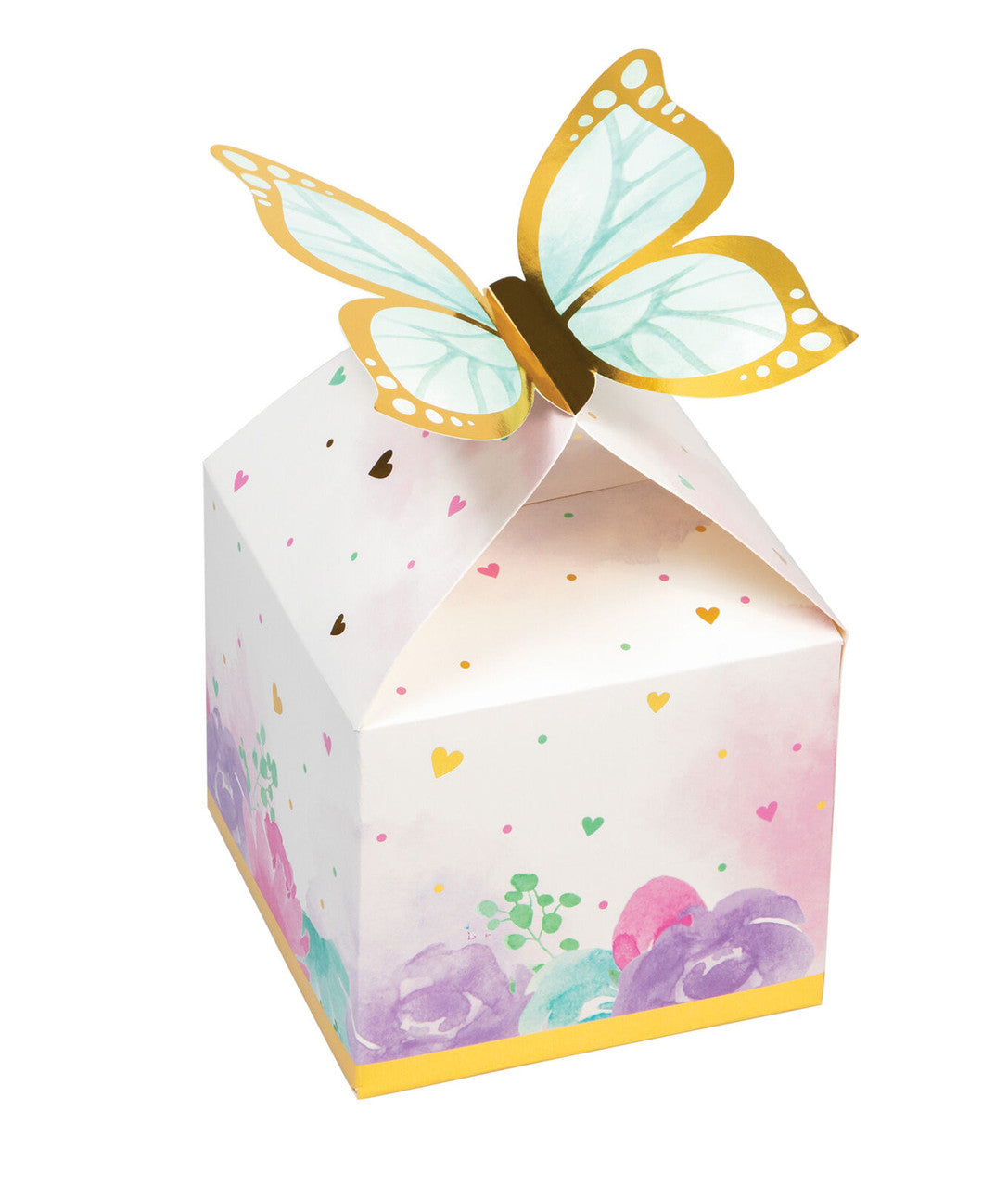 Butterfly Shimmer Party Treat Boxes Pretty Pastel & Gold Foil Tea Party 8/ct