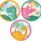 Girl Dino Cute Dinosaur Party Birthday 3 Assorted Dessert Plates 8/ct