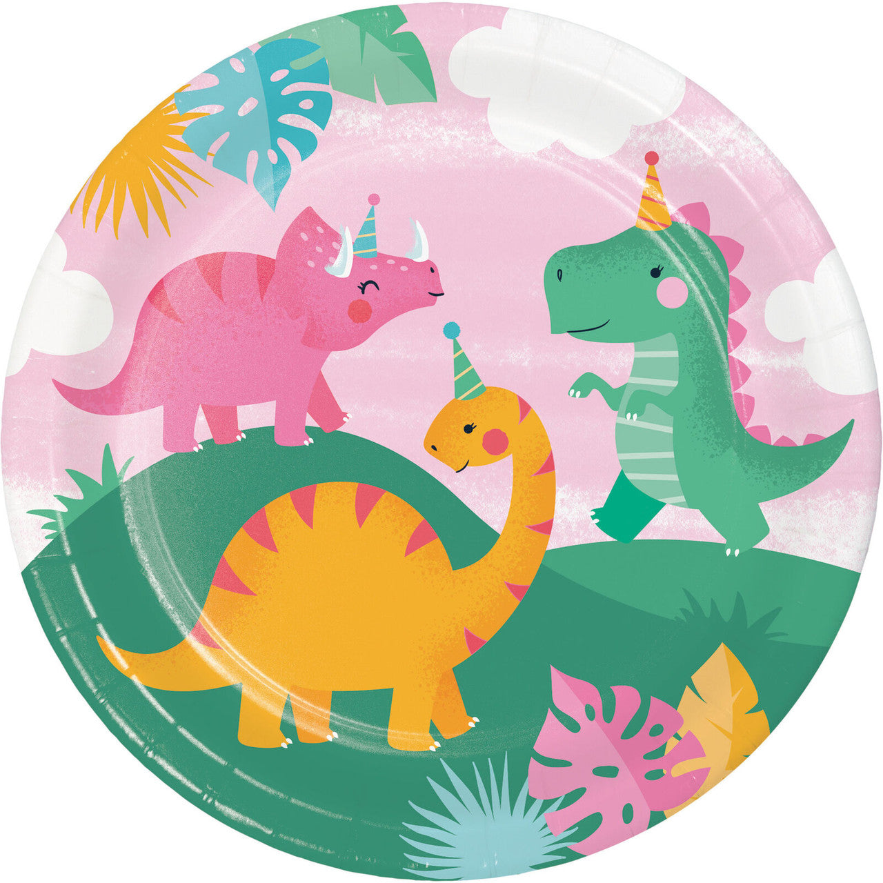 Girl Dino Cute Dinosaur Party Birthday Dinner Plates 8/ct
