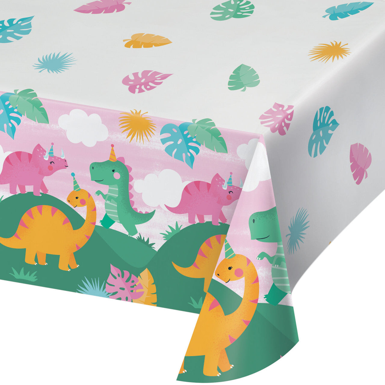 Girl Dino Cute Dinosaur Party Birthday Table Cover 1/ct