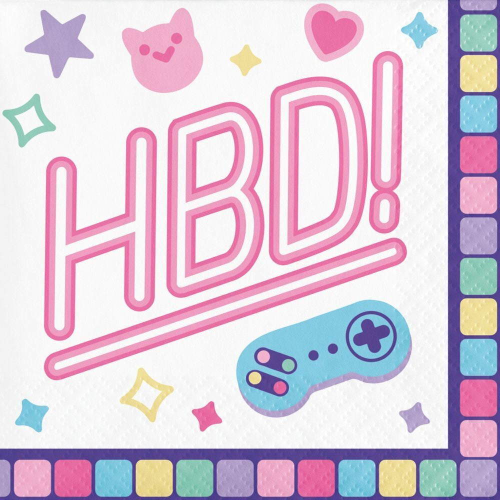 Digital Game Beverage Napkins Paper 16 Per Pack Gamer Birthday Tableware Supplies