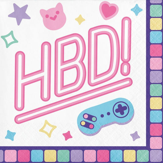 Digital Game Beverage Napkins Paper 16 Per Pack Gamer Birthday Tableware Supplies