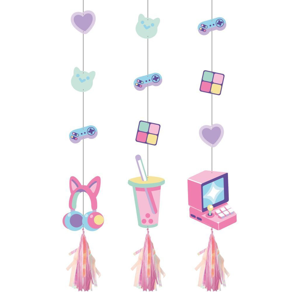 Digital Game Hanging Cutout Decorations with Tassel 3 Per Pack 36" x 6" Paper