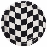 black and white checks snack plates