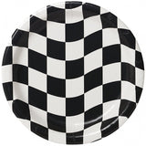 black and white checks dinner plates