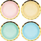 pastel colors with gold trim dessert plates