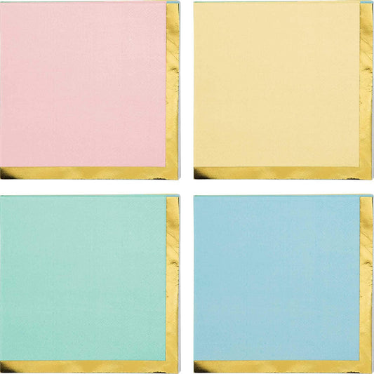 pastel colors with gold trim drink napkins