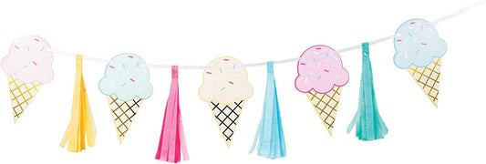 ice cream cones banner pastel colors