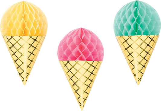 ice cream cones hanging decor pastel colors