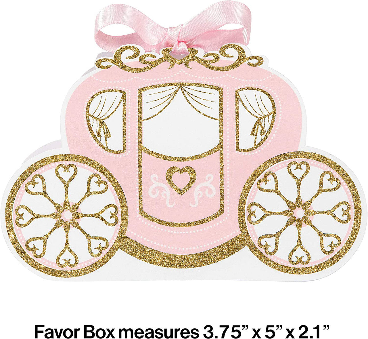 Pink Princess Carriage Favor Boxes