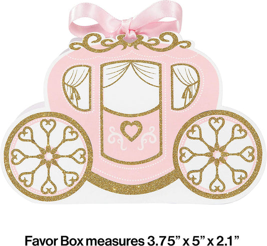 Pink Princess Carriage Favor Boxes