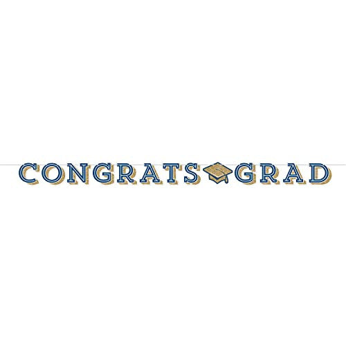 Dark Blue & Gold Congrats Grad Banner