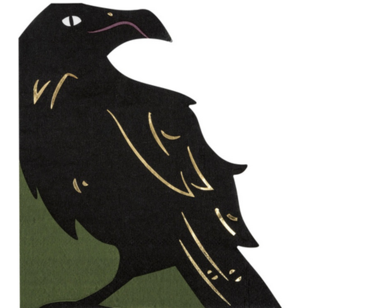 crow raven shaped napkins for halloween